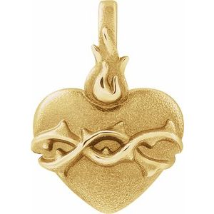 14K Yellow Gold 11.1 X 8 Mm Polished Sacred Heart Pendant