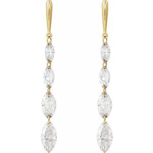 14K Yellow Gold Marquise 6.8 X 3.5 Mm 1 1/2 Ctw Lab-Grown Diamond Drilled Diamond Earrings