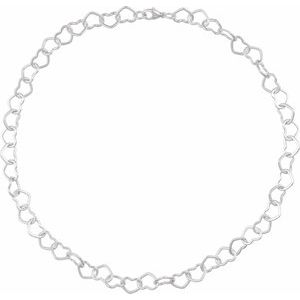 Sterling Silver Lobster Clasp Heart Chain, Length: 16 In, Width: 9 Mm