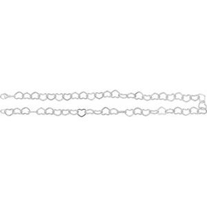 Sterling Silver Lobster Clasp Heart Chain, Length: 16 In, Width: 9 Mm