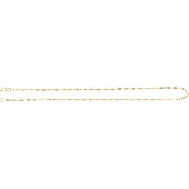 14K Yellow Gold Cable 1.7 Mm 16 In Lobster Clasp Polished Satellite Bar Cable Chain