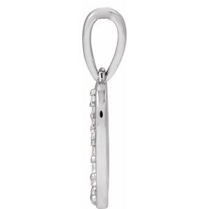 14K White Gold Initial O Round G-H I1 1/10 Ctw Natural Diamond Initial Pendant