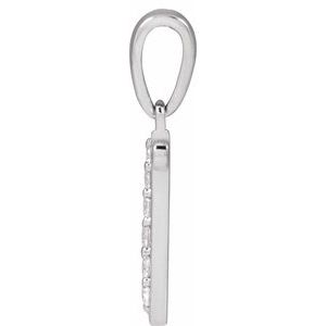 14K White Gold Initial N Round G-H I1 1/10 Ctw Natural Diamond Initial Pendant