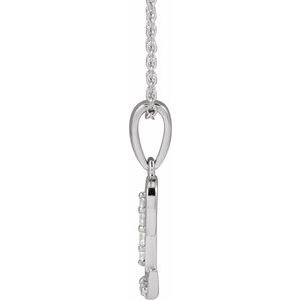 14K White Gold Initial L Round G-H I1 1/10 Ctw Natural Diamond Initial Necklace, Length: 18 In
