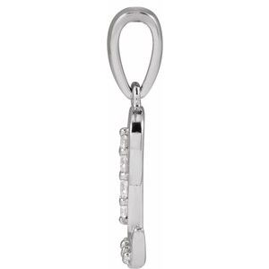 14K White Gold Initial L Round G-H I1 1/10 Ctw Natural Diamond Initial Pendant