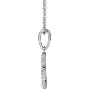 14K White Gold Initial E Round G-H I1 1/10 Ctw Natural Diamond Initial Necklace, Length: 18 In