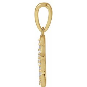 14K Yellow Gold Initial E Round G-H I1 1/10 Ctw Natural Diamond Initial Pendant