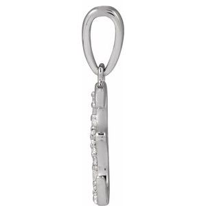 14K White Gold Initial E Round G-H I1 1/10 Ctw Natural Diamond Initial Pendant