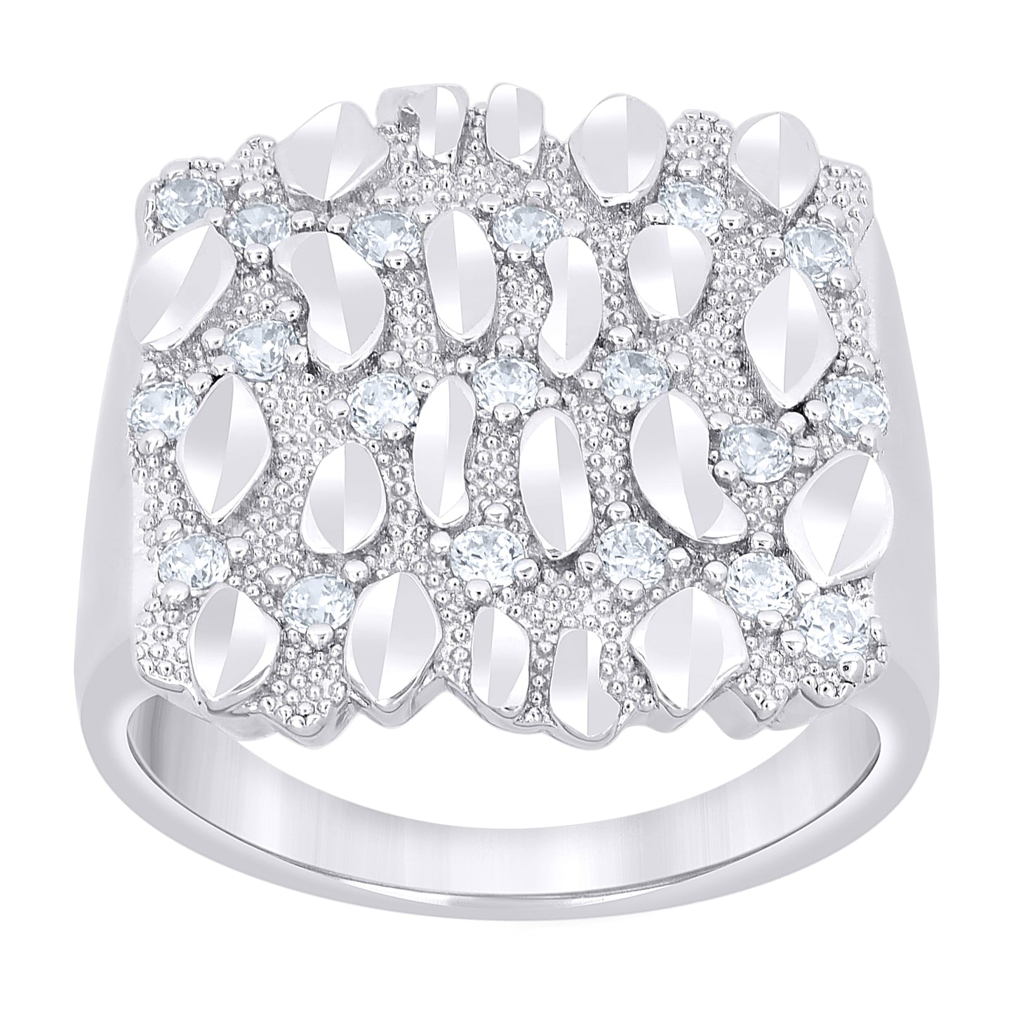 Sterling Silver Mens Cubic-Zirconia Nugget Fashion Ring Size 10– Elegant Jewelry Gift for Birthday, Anniversary, Engagement, Wedding
