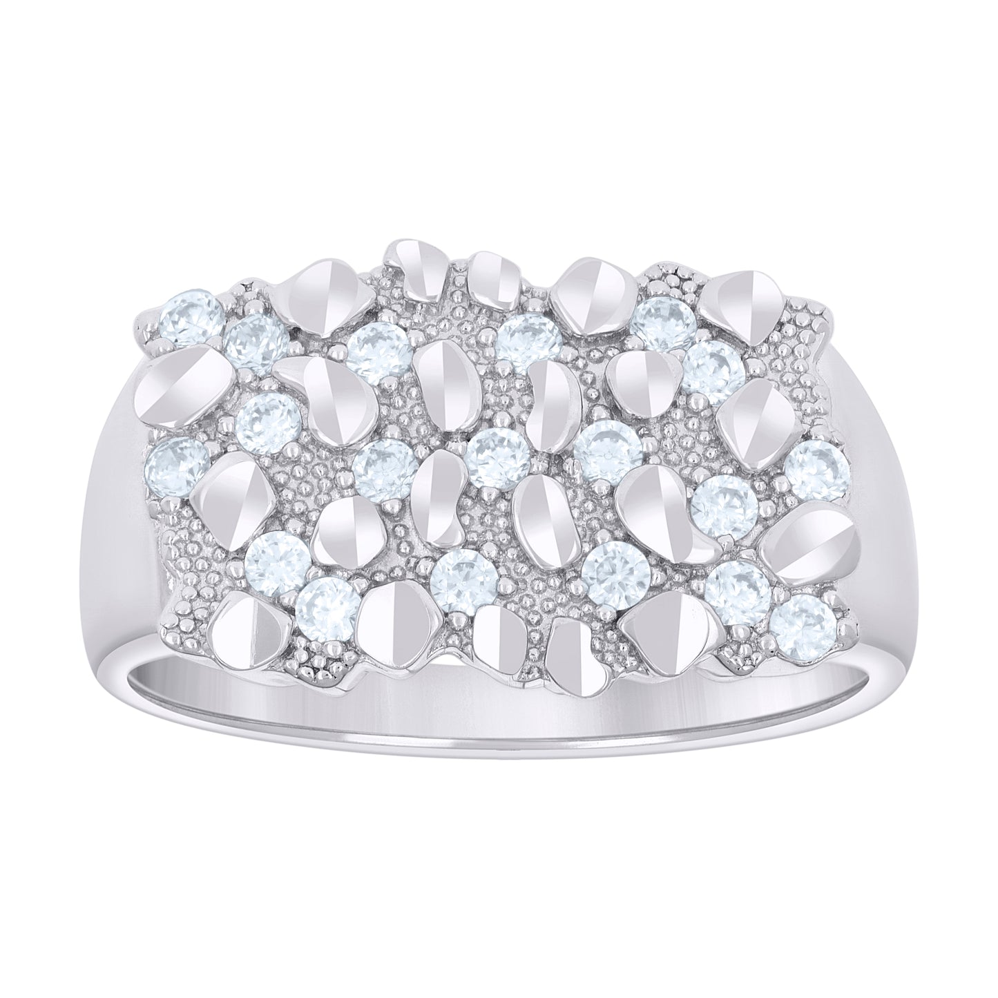 Sterling Silver Men's Cubic-Zirconia Nugget Fashion Bridal Anniversary Wedding Engagement Band Ring