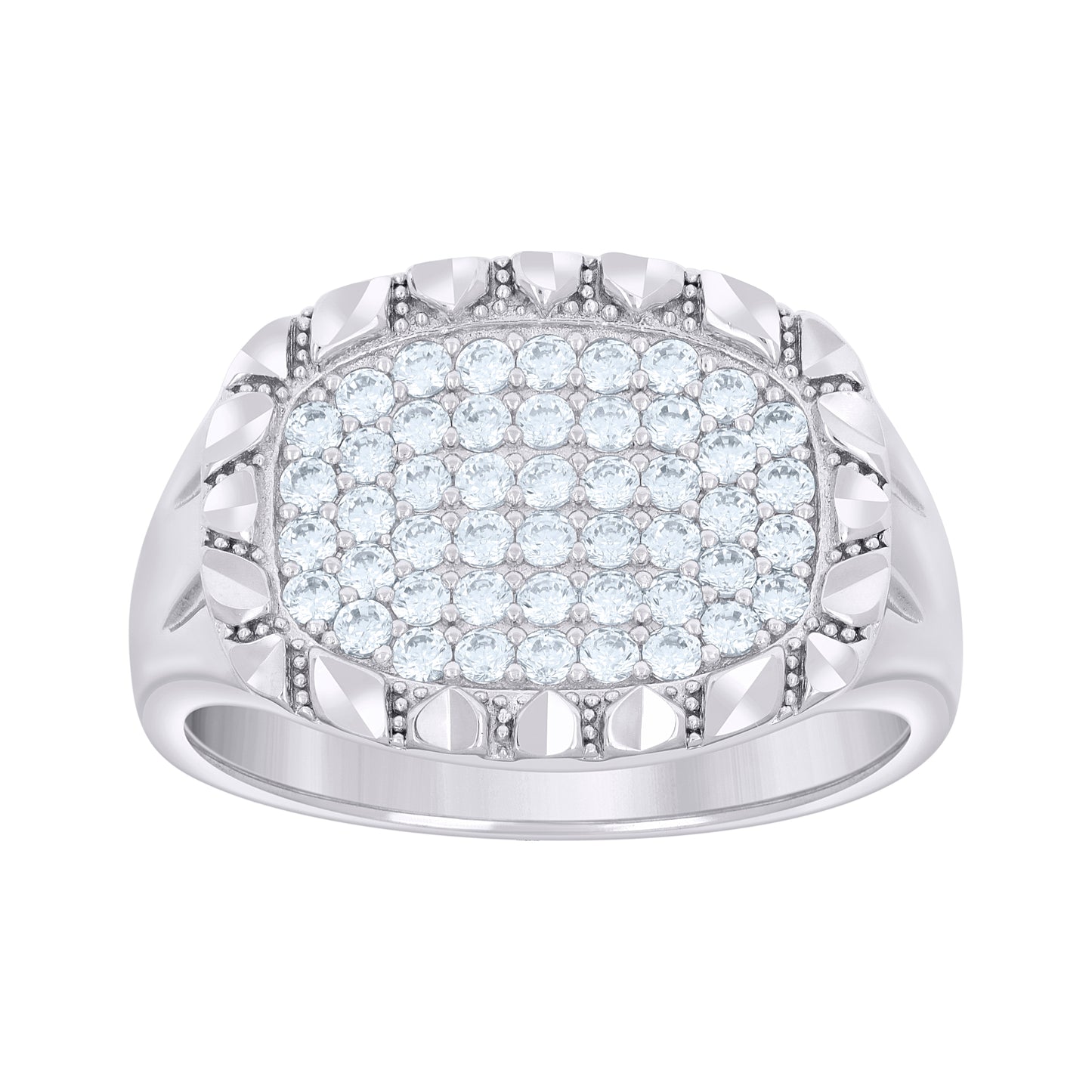 Sterling Silver Men's Cubic-Zirconia Oval Head Fashion Bridal Anniversary Wedding Engagement Band Ring