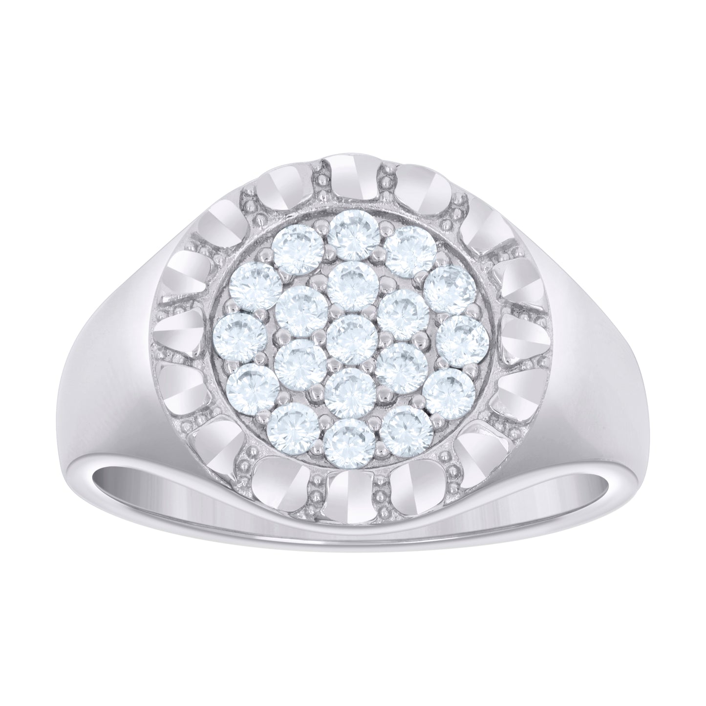 Sterling Silver Men's Cubic-Zirconia Fashion Bridal Anniversary Wedding Engagement Band Ring