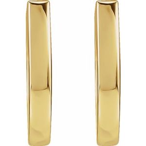 14K Yellow Gold Pair Hinged Hoop Earrings, Length: 12.5 Mm, Thickness: 2 Mm