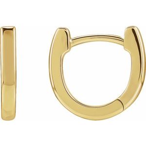 14K Yellow Gold Pair Hinged Hoop Earrings, Length: 14.5 Mm, Thickness: 2 Mm