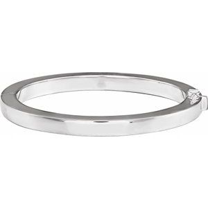 Sterling Silver 6 Mm 7 In Polished Square Tube Hinged Bangle Bracelet