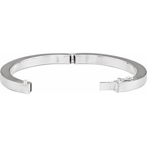 Sterling Silver 6 Mm 7 In Polished Square Tube Hinged Bangle Bracelet