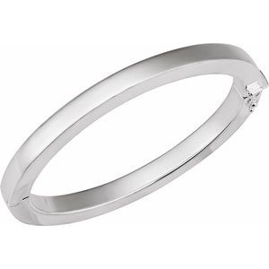 Sterling Silver 6 Mm 7 In Polished Square Tube Hinged Bangle Bracelet
