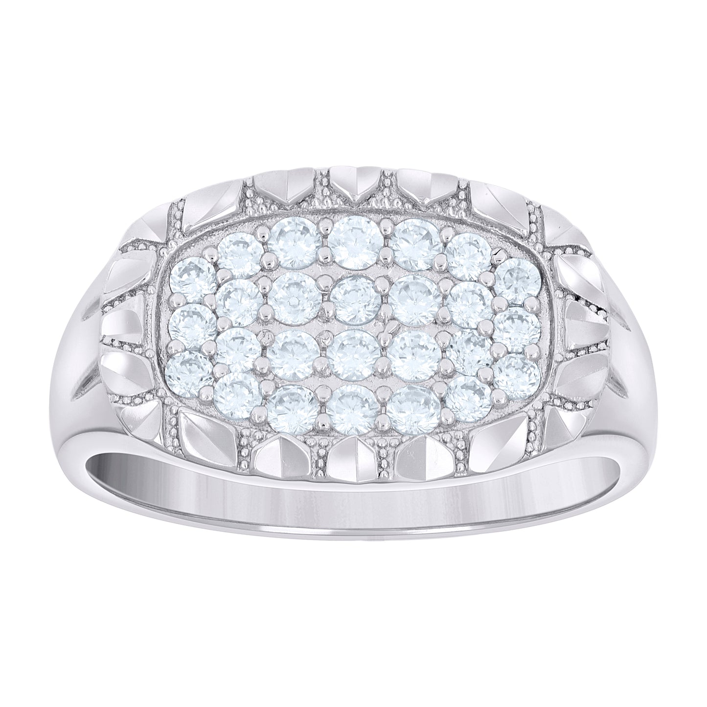 Sterling Silver Men's Cubic-Zirconia Oval Head Fashion Bridal Anniversary Wedding Engagement Band Ring