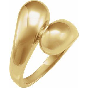 10K Yellow Gold Polished Bypass Ring Size 7