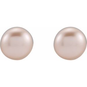 14K Yellow Gold Pearl Shape 3.5-4.0 Mm Freshawater Cultured Pink Pearl Earrings