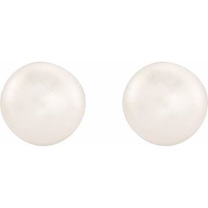 14K Yellow Gold Pearl Shape 4-4.5 Mm Freshwater Cultured White Pearl Earrings