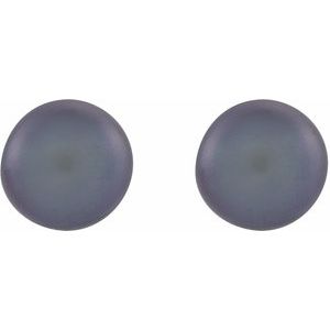 14K Yellow Gold Pearl Shape 4.0-4.5 Mm Freshwater Cultured Black Pearl Earrings