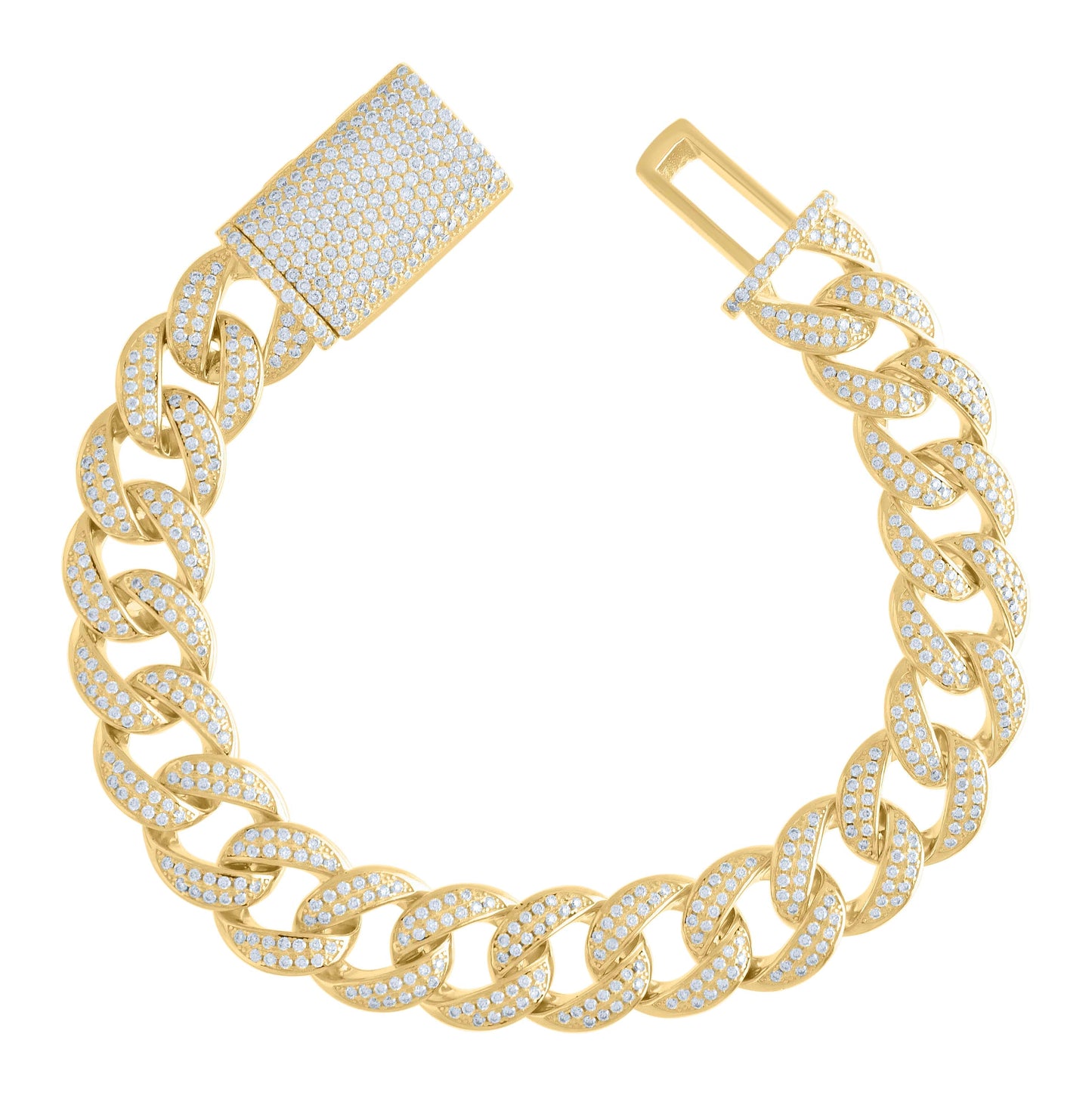 Sterling Silver 7.72ct Moissanite Miami Cuban Chain Bracelet 14mm 9 Inches– Elegant Jewelry Gift for Birthday, Anniversary, Engagement, Wedding
