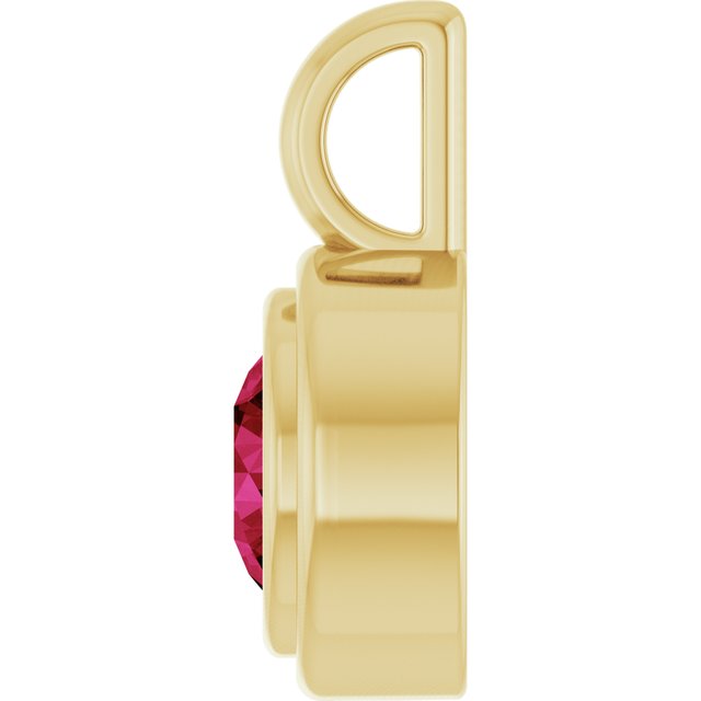 14K Yellow Gold Round Polished Lab-Grown Gemstone Charm/Pendant