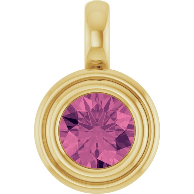 14K Yellow Gold Round Polished Natural Gemstone Charm/Pendant