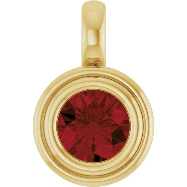 14K Yellow Gold Round Polished Natural Gemstone Charm/Pendant