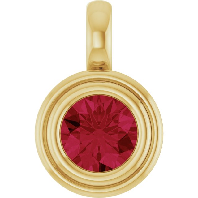 14K Yellow Gold Round Polished Lab-Grown Gemstone Charm/Pendant