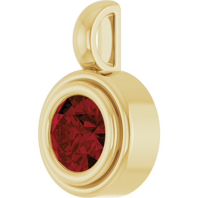 14K Yellow Gold Round Polished Natural Gemstone Charm/Pendant