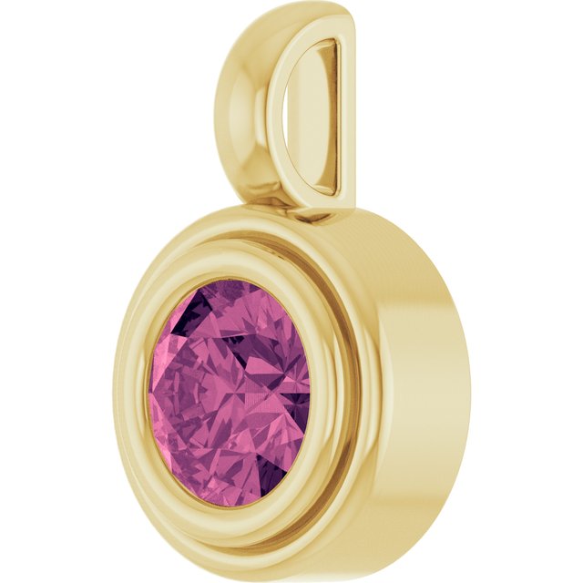 14K Yellow Gold Round Polished Natural Gemstone Charm/Pendant