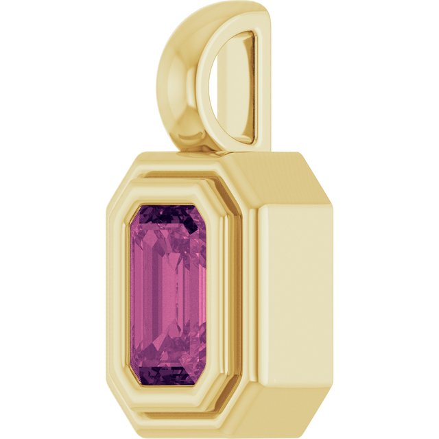 14K Yellow Gold Emerald  5 X 3 Mm Polished Natural Gemstone Charm/Pendant