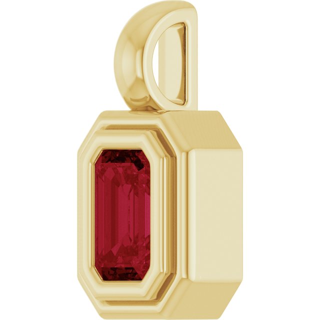 14K Yellow Gold Emerald Polished Lab-Grown Gemstone Charm/Pendant