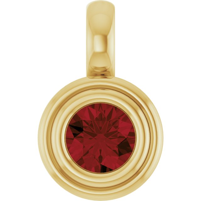 14K Yellow Gold Round Polished Natural Gemstone Charm/Pendant