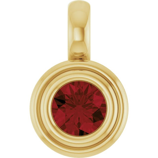 14K Yellow Gold Round Polished Natural Gemstone Charm/Pendant