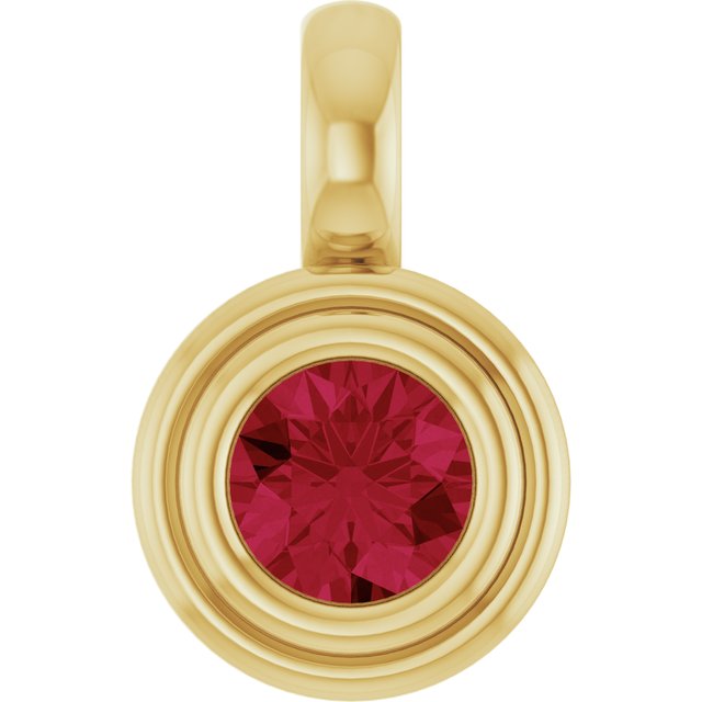 14K Yellow Gold Round Polished Lab-Grown Gemstone Charm/Pendant