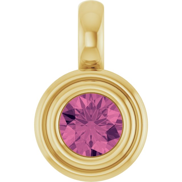 14K Yellow Gold Round Polished Natural Gemstone Charm/Pendant