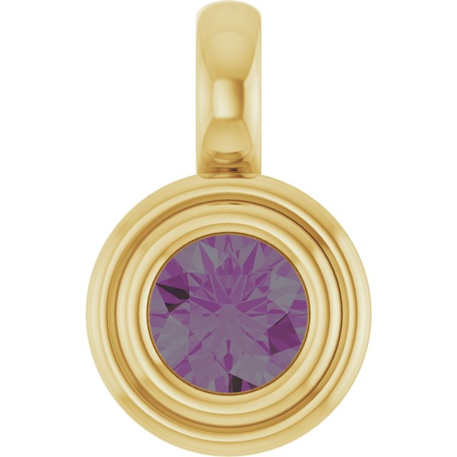 14K Yellow Gold Round Polished Lab-Grown Gemstone Charm/Pendant