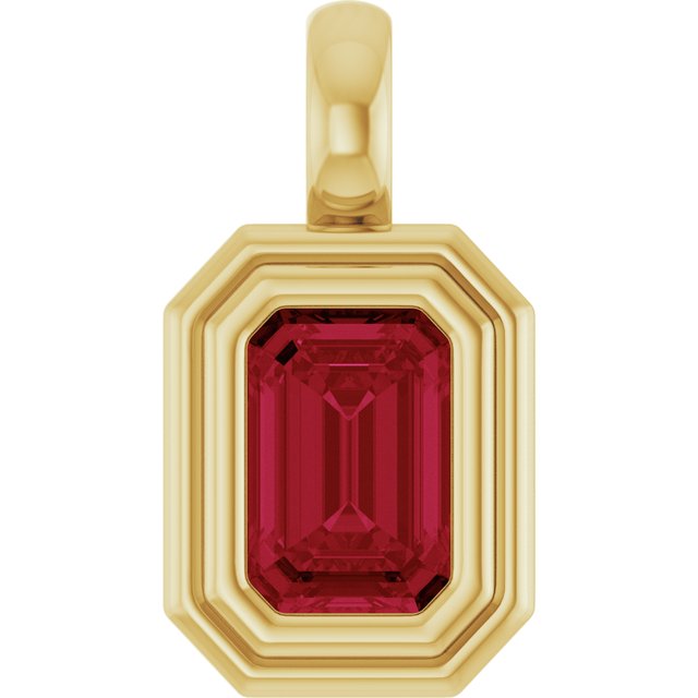 14K Yellow Gold Emerald Polished Lab-Grown Gemstone Charm/Pendant