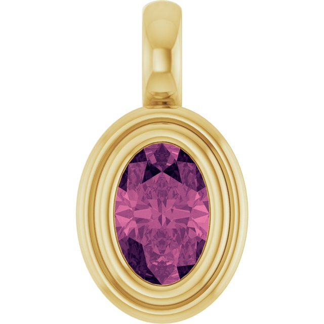 14K Yellow Gold Oval Polished Natural Gem Charm/Pendant