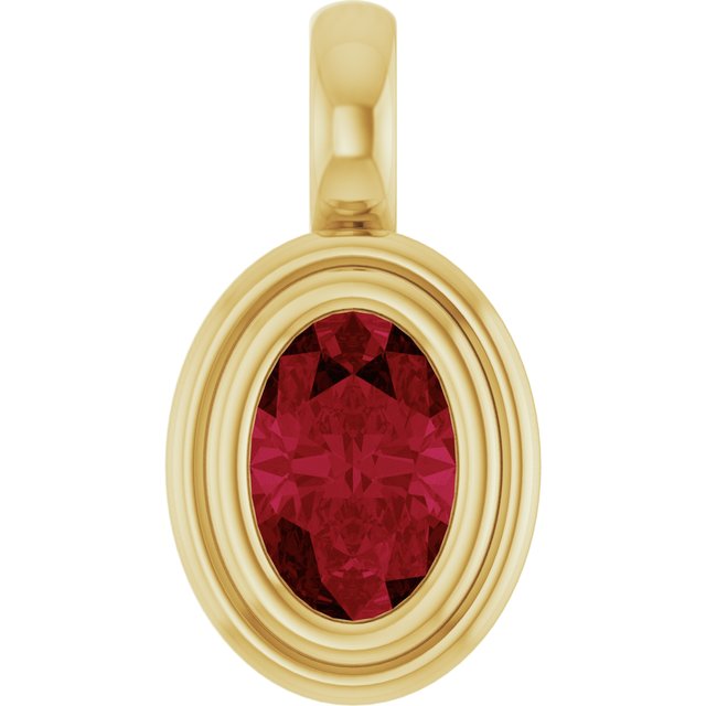14K Yellow Gold Oval Polished Lab-Grown Diamond Charm/Pendant