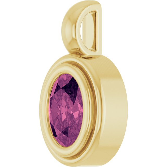 14K Yellow Gold Oval Polished Natural Gem Charm/Pendant