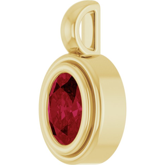 14K Yellow Gold Oval Polished Lab-Grown Diamond Charm/Pendant