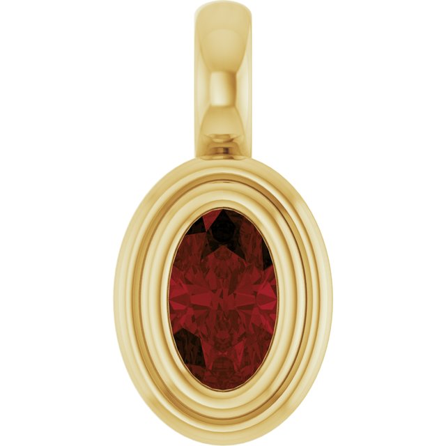 14K Yellow Gold Oval Polished Natural Gem Charm/Pendant
