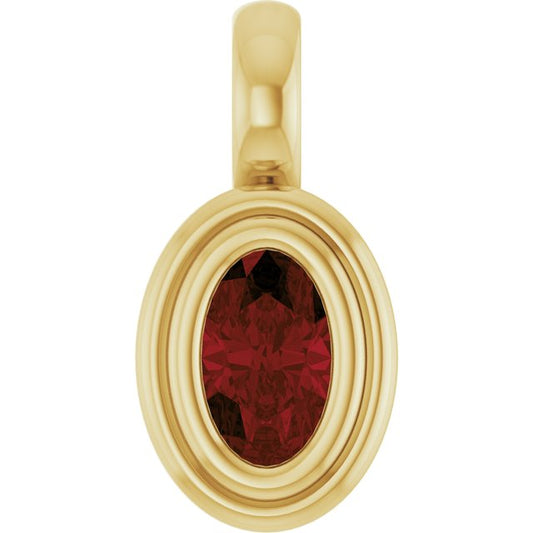 14K Yellow Gold Oval Polished Natural Gem Charm/Pendant