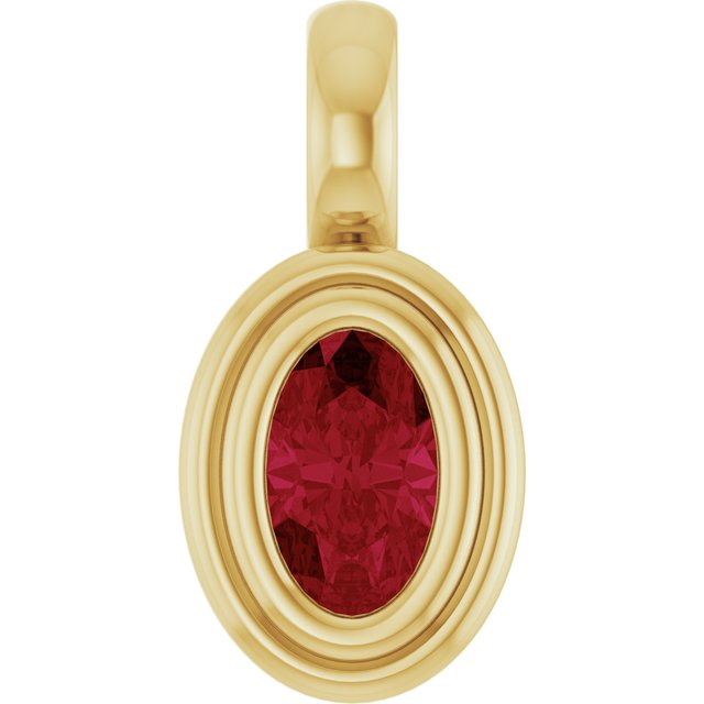14K Yellow Gold Oval Polished Lab-Grown Diamond Charm/Pendant