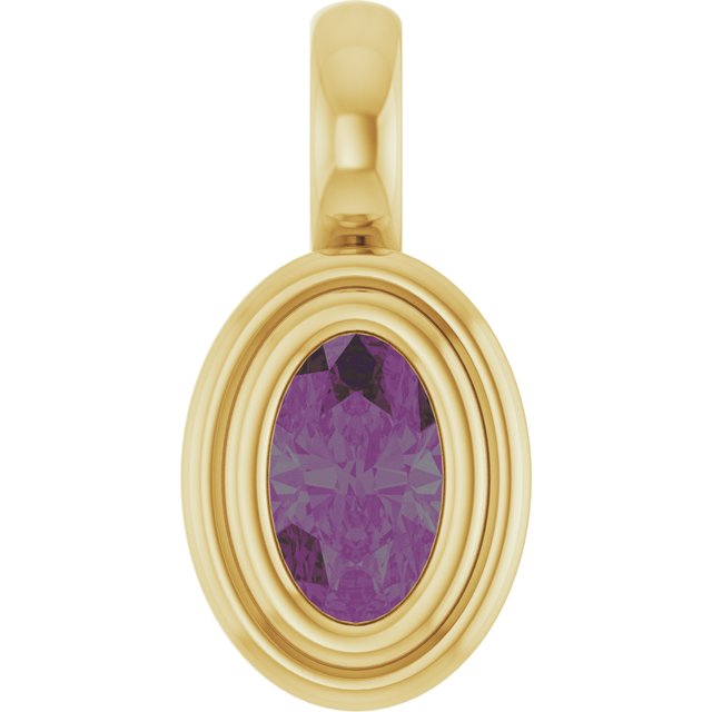 14K Yellow Gold Oval Polished Lab-Grown Diamond Charm/Pendant