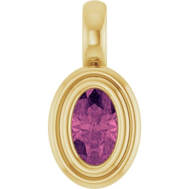 14K Yellow Gold Oval Polished Natural Gem Charm/Pendant